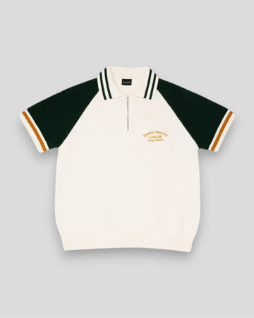 Goodies Sportives || Biker Premium Knit Polo - Green / Ecru Goodies Sportive