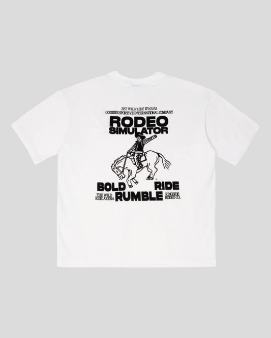 Goodies Sportive || Rodeo Simulator Tee - White Goodies Sportive