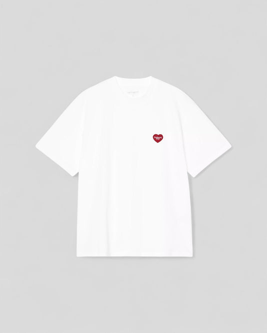 Carhartt || W' S/S Heart Patch T-Shirt - White / Red Carhartt