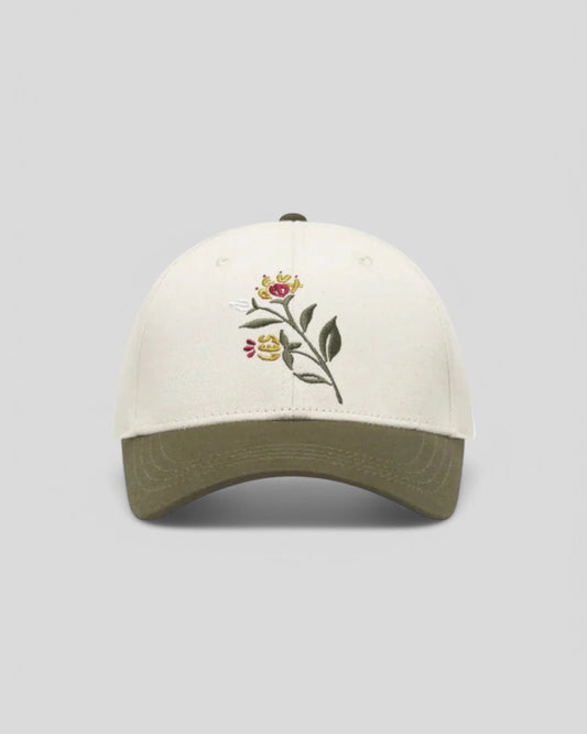 Les Deux || Flower Baseball Cap - Ivory/ Olive Night Les Deux