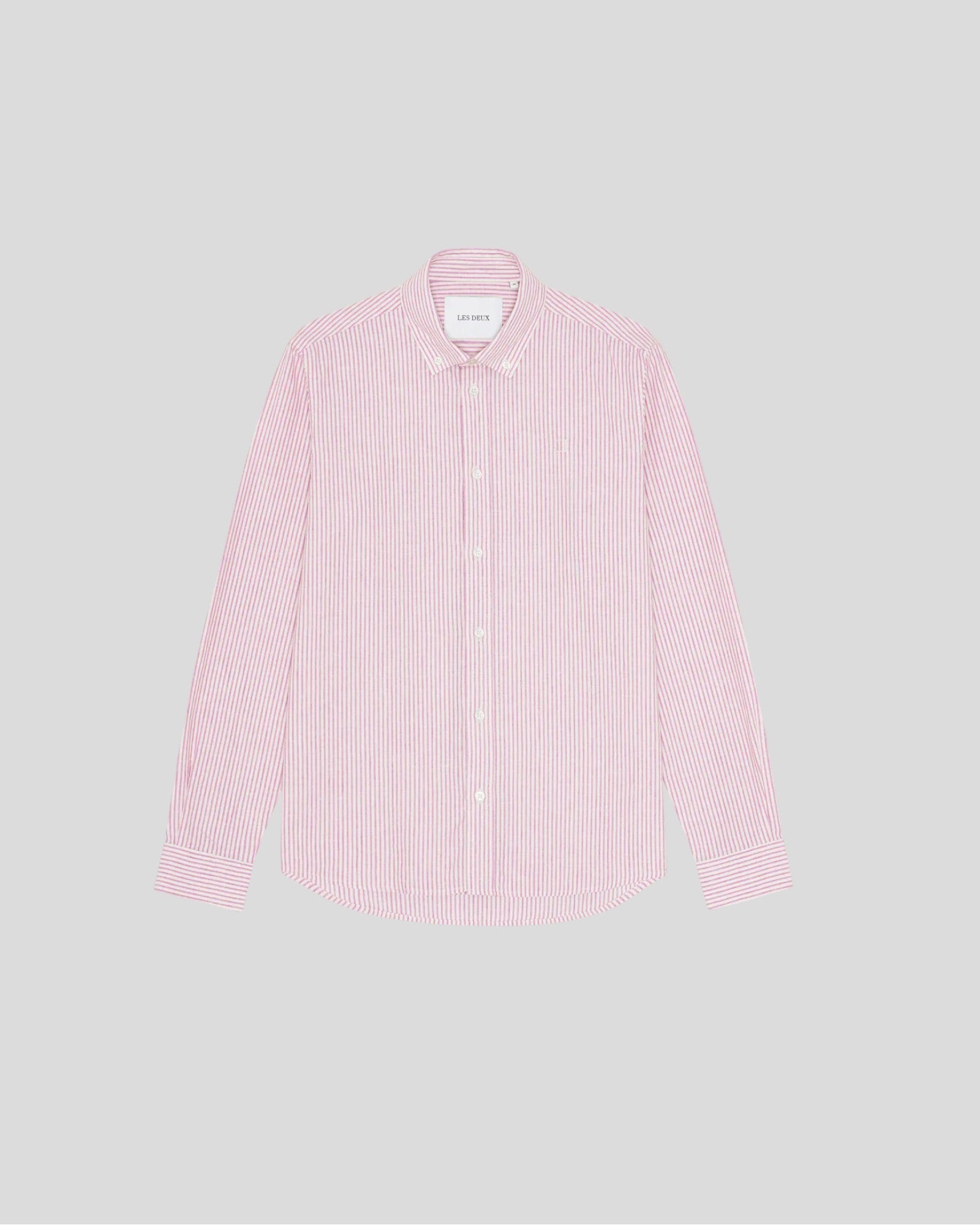 Les Deux || Konrad Stripe Cotton Linen Shirt - Crocus Pink Les Deux