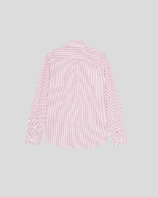 Les Deux || Konrad Stripe Cotton Linen Shirt - Crocus Pink Les Deux