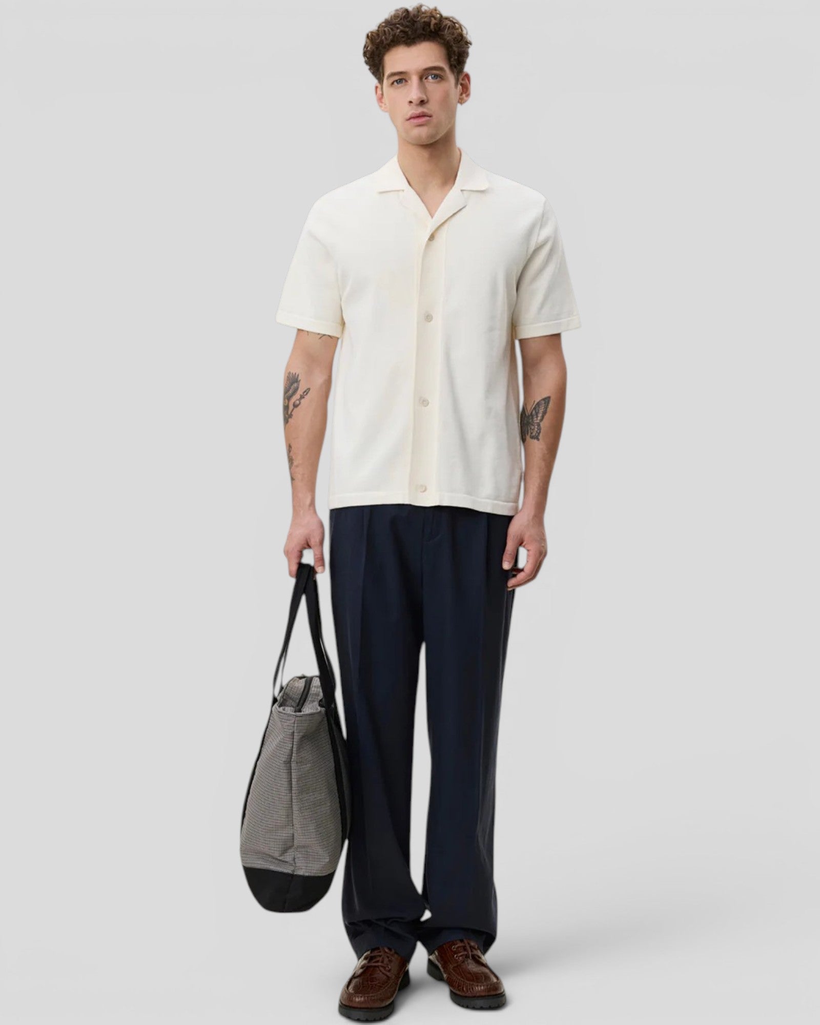Les Deux || Bouquet Knitted SS Shirt - Eggnog White Les Deux