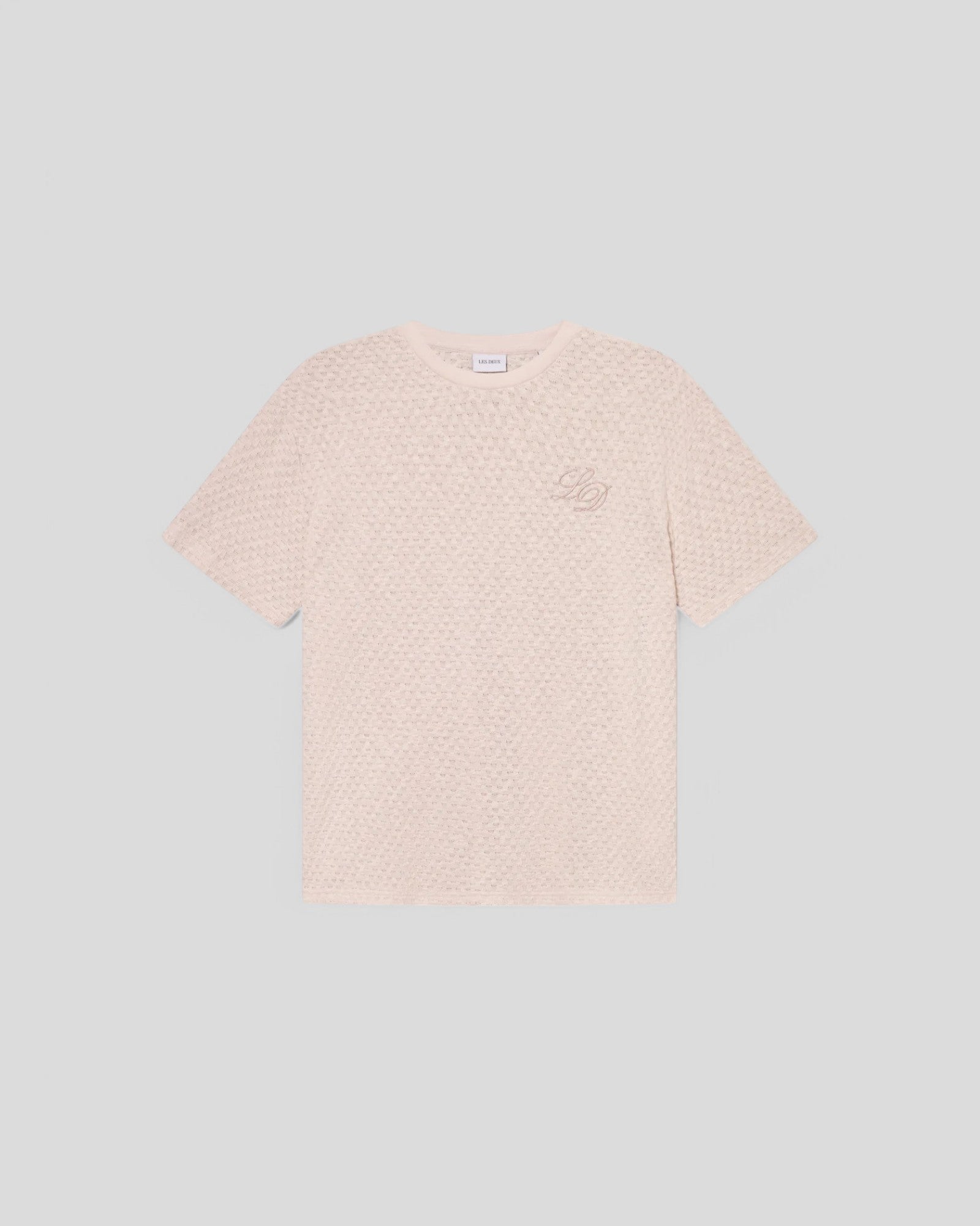 Les Deux || Bruce Knitted Check T-Shirt - Ivory Les Deux