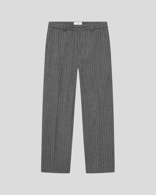 Les Deux || Como Pinstripe Mouliné Slacks - Grey Melange Les Deux