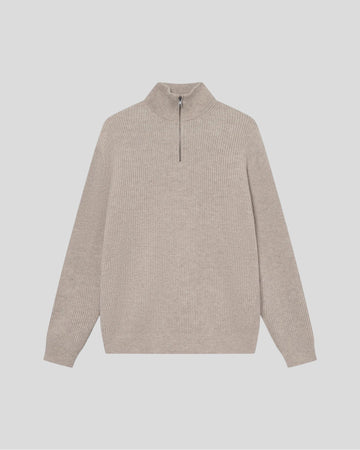 Les Deux || Eduard Half Zip Knit Jumper - Light Sand Les Deux