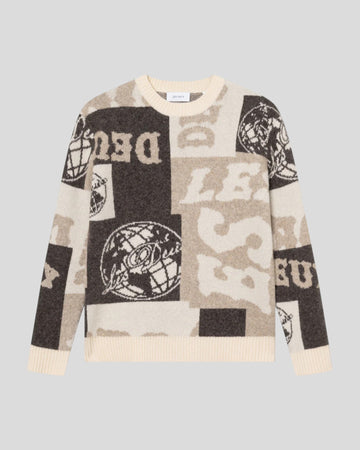 Les Deux || Globe Crewneck Knit - Dark Sand