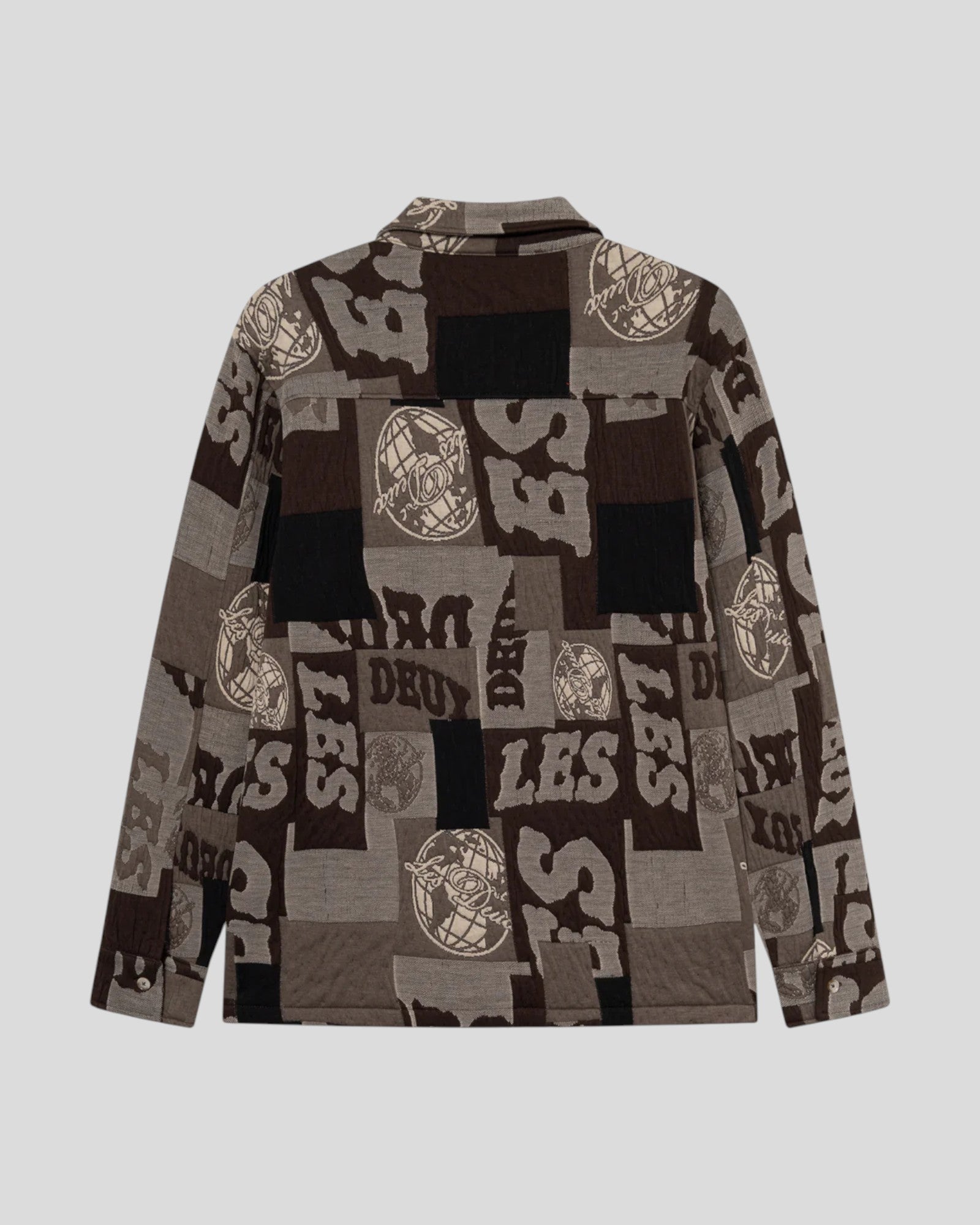 Les Deux || Kaleb Patchwork Jacquard Overshirt - Moutain Grey / Brown Les Deux