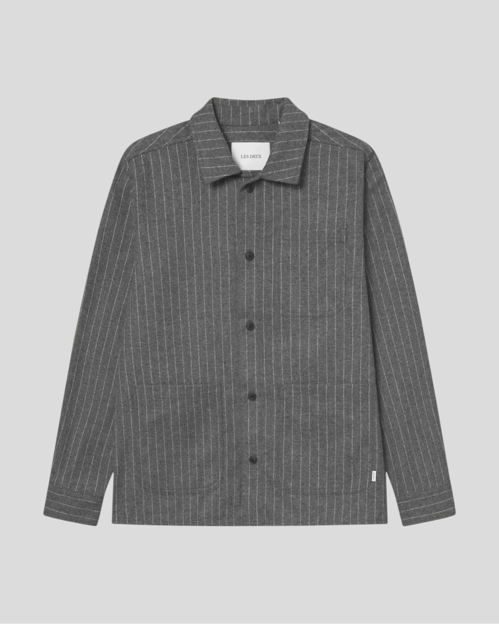 Les Deux || Layton Pinstripe Mouliné Overshirt - Grey Melange Les Deux