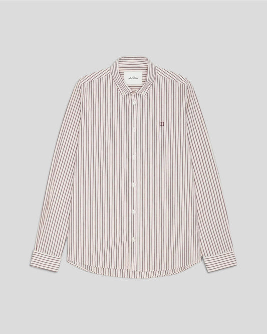 Les Deux || Light Oxford Striped Shirt - Chocolate Truffle Les Deux