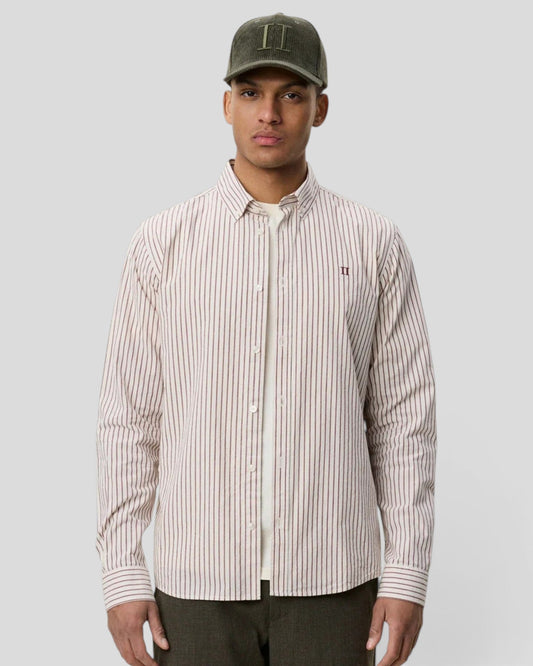 Les Deux || Light Oxford Striped Shirt - Chocolate Truffle Les Deux