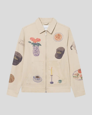 Les Deux || Robert AOP Twill Jacket - Oyster Gray / White Les Deux