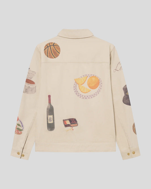 Les Deux || Robert AOP Twill Jacket - Oyster Gray / White Les Deux