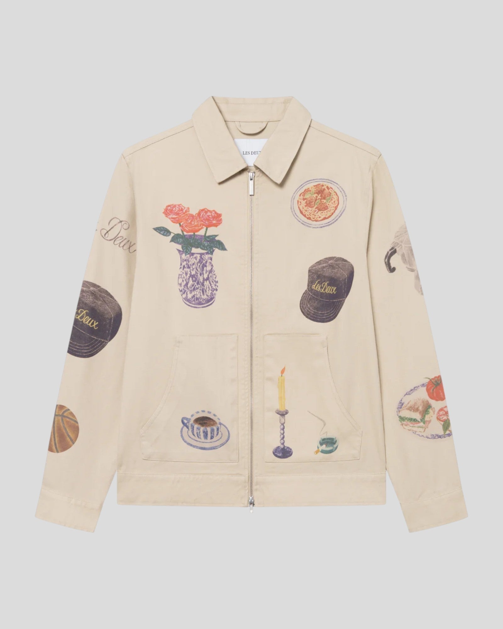 Les Deux || Robert AOP Twill Jacket - Oyster Gray / White Les Deux