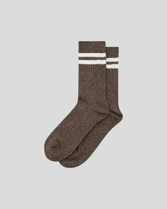 Les Deux || Striped Melange Socks 2 Pack - Slate Brown Les Deux