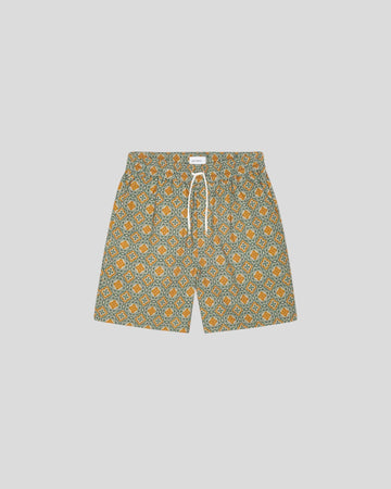 Les Deux || Harry Arabesque AOP Shorts - Sea Moss Green Les Deux