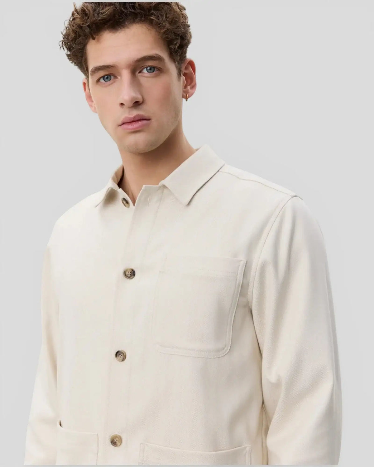 Les Deux || Herringbone Overshirt - Ivory Les Deux