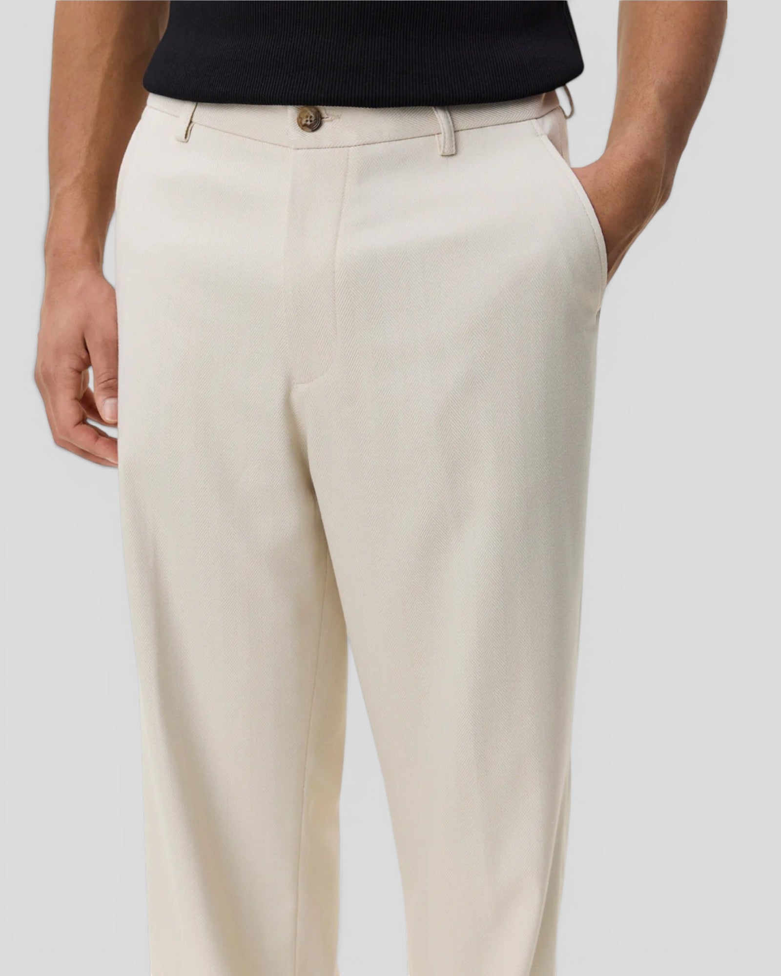 Les Deux || Herringbone Suit Pants - Ivory Les Deux