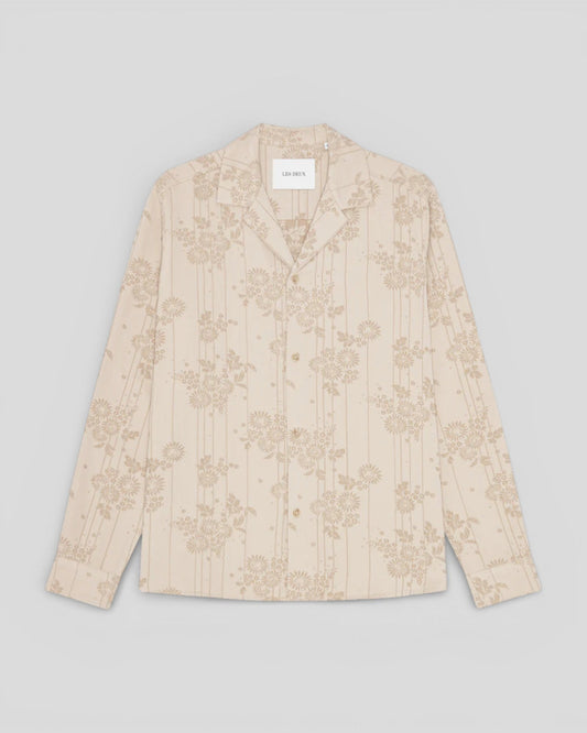 Les Deux || Jasper Flower Jacquard Shirt - Oyster Gray White Les Deux