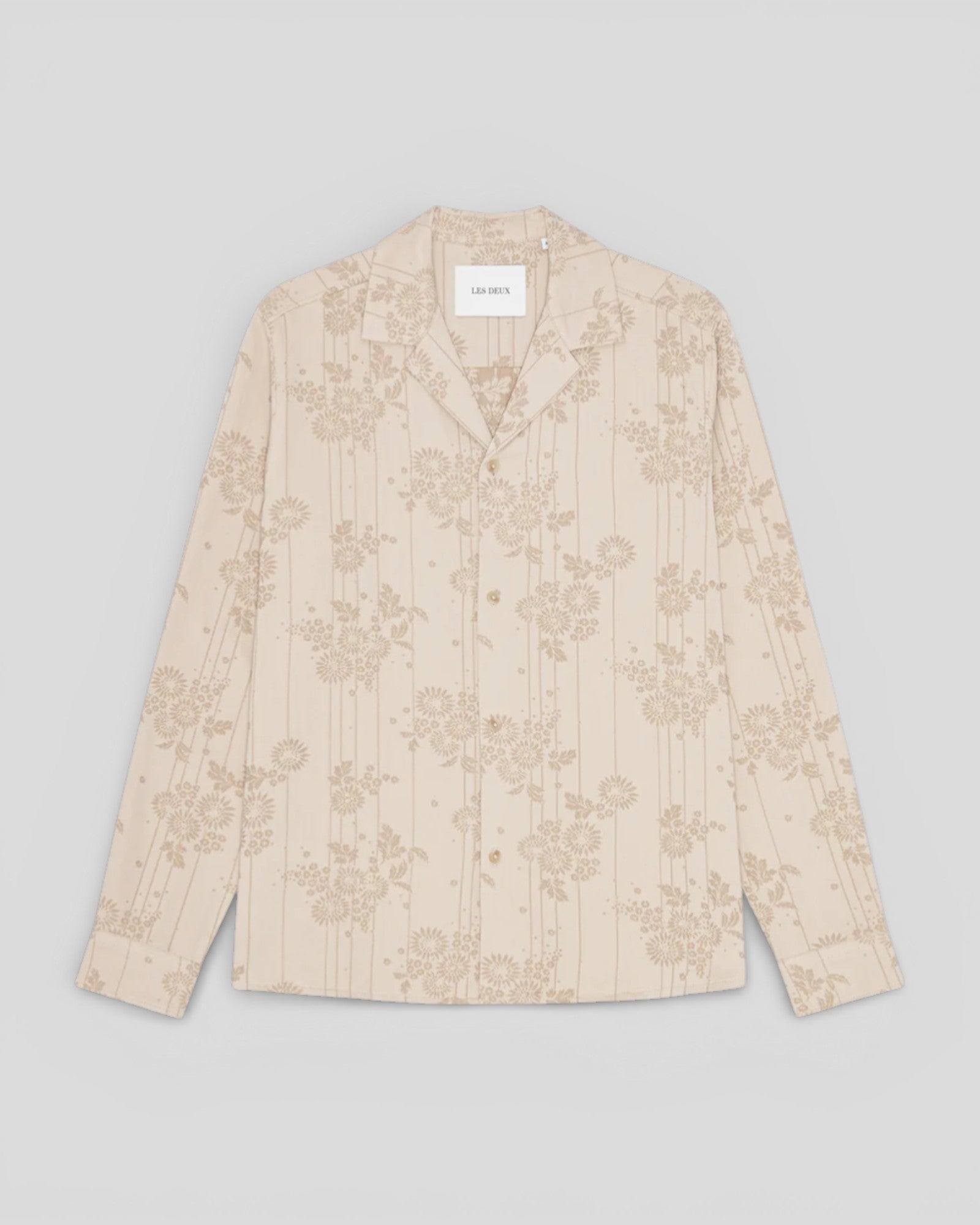 Les Deux || Jasper Flower Jacquard Shirt - Oyster Gray White Les Deux