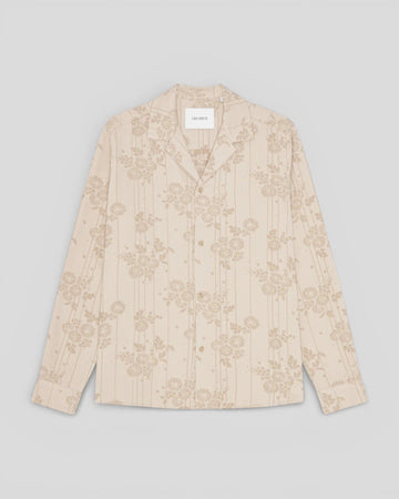 Les Deux || Jasper Flower Jacquard Shirt - Oyster Gray White Les Deux