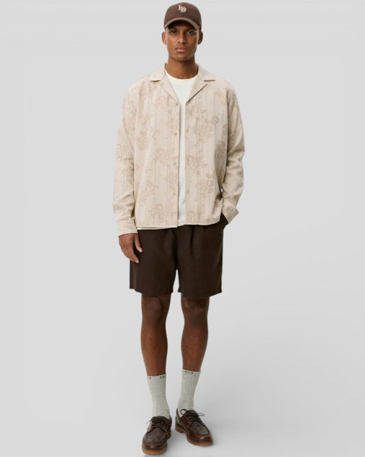 Les Deux || Jasper Flower Jacquard Shirt - Oyster Gray White Les Deux