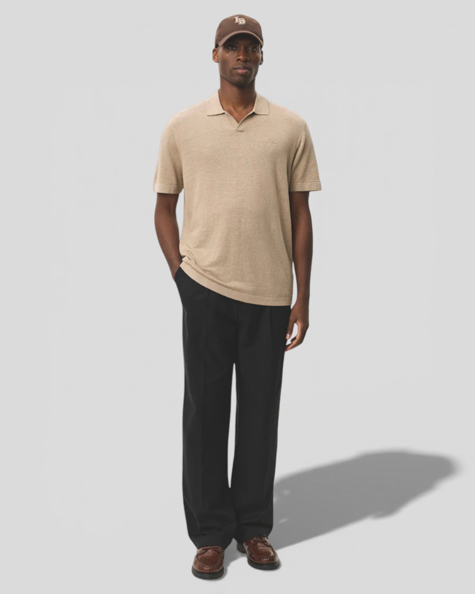 Les Deux || Emmanuel Knit Polo - Dark Sand Les Deux