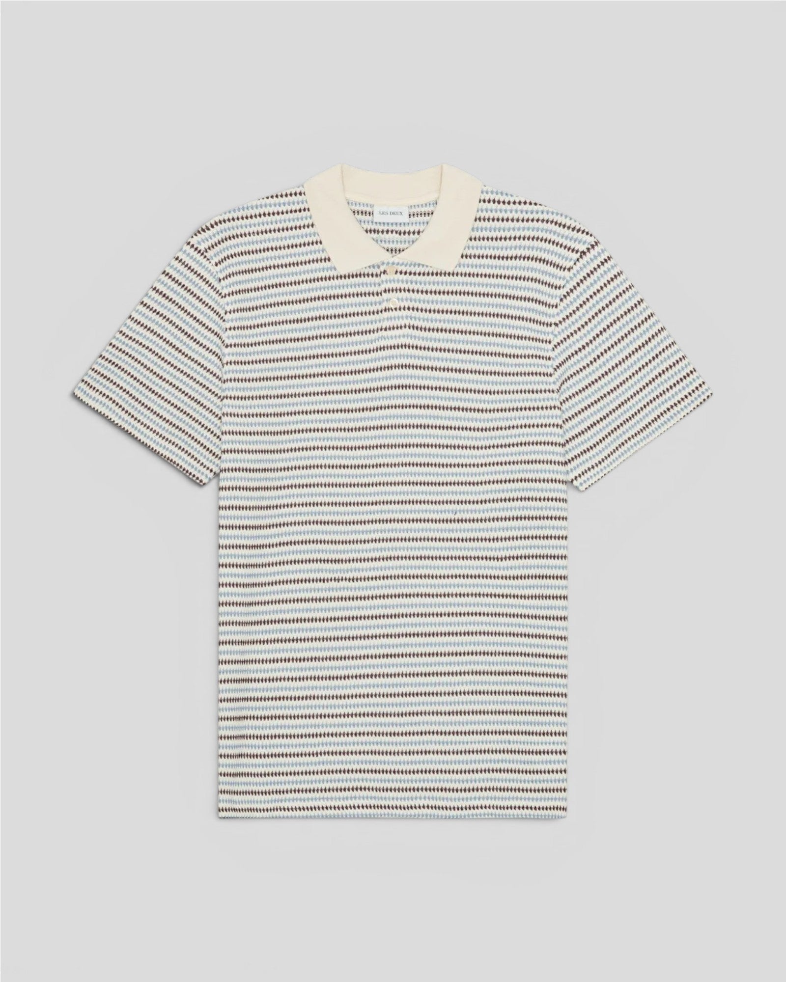 Les Deux || Knitted Stripe Polo - Eggnog White Les Deux