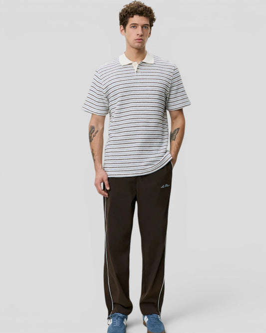 Les Deux || Knitted Stripe Polo - Eggnog White Les Deux
