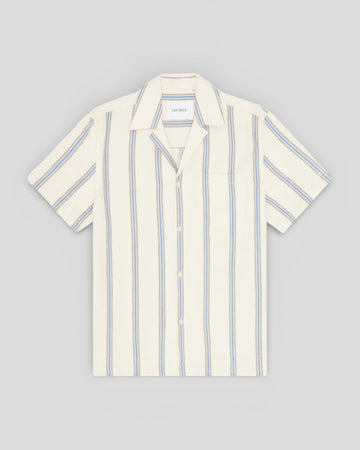 Les Deux || Lawson Stripe SS Shirt - Eggnog White Les Deux