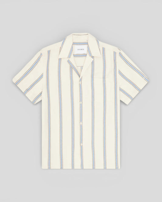 Les Deux || Lawson Stripe SS Shirt - Eggnog White Les Deux