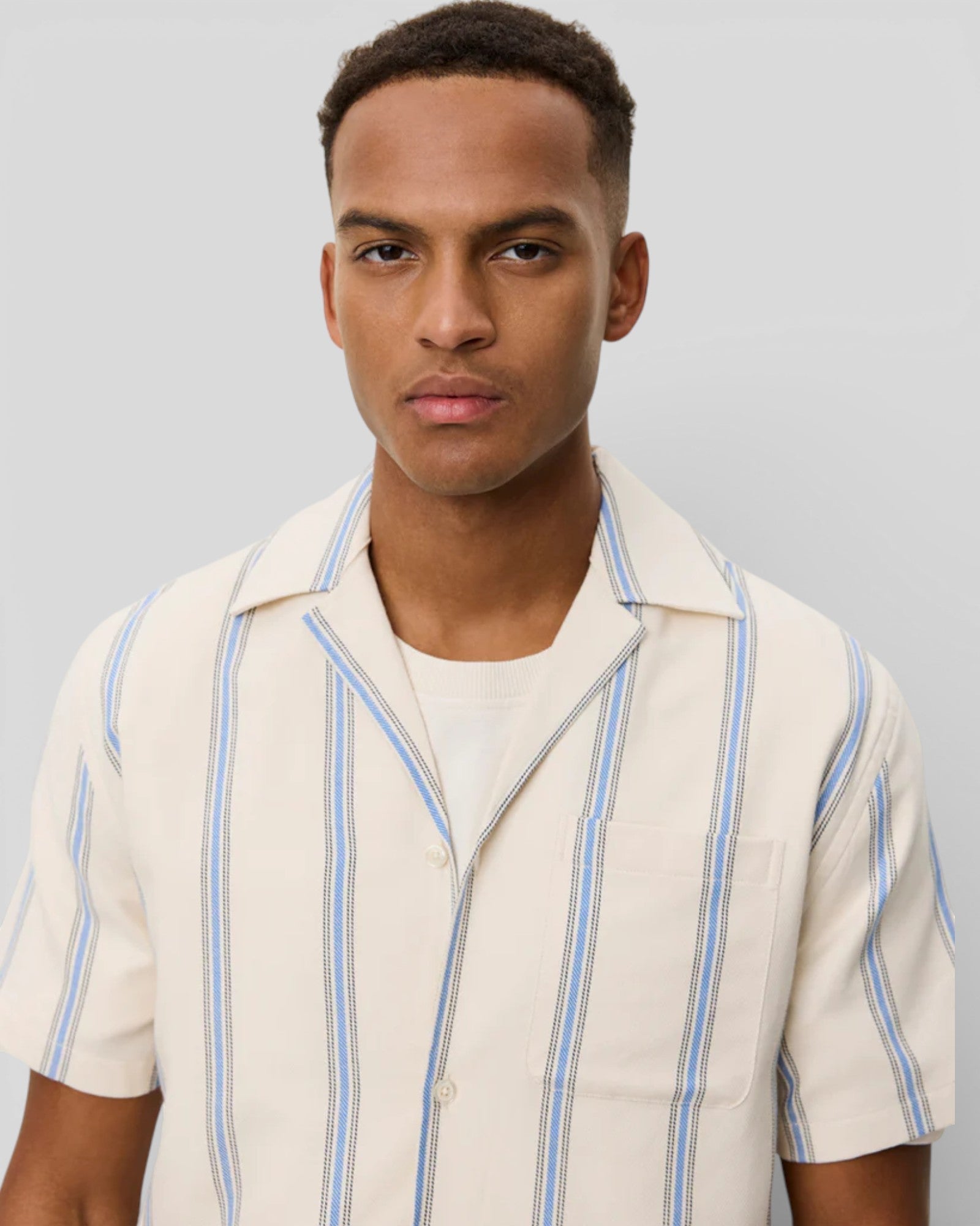 Les Deux || Lawson Stripe SS Shirt - Eggnog White Les Deux