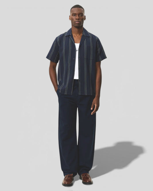 Les Deux || Lawson Stripe SS Shirt - Dark Navy Les Deux