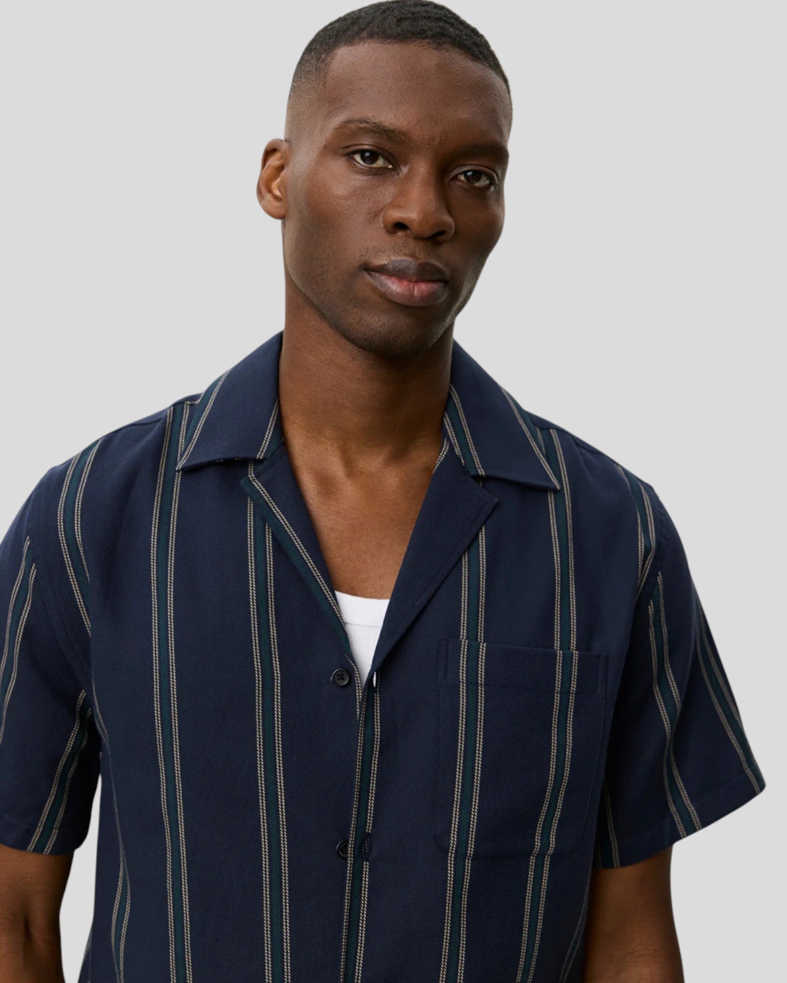 Les Deux || Lawson Stripe SS Shirt - Dark Navy Les Deux