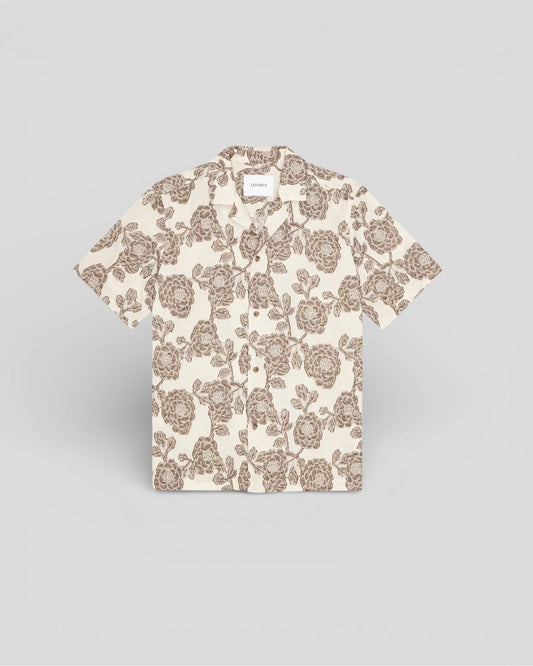 Les Deux || Lesley Flower Jacquard SS Shirt - Ivory Les Deux