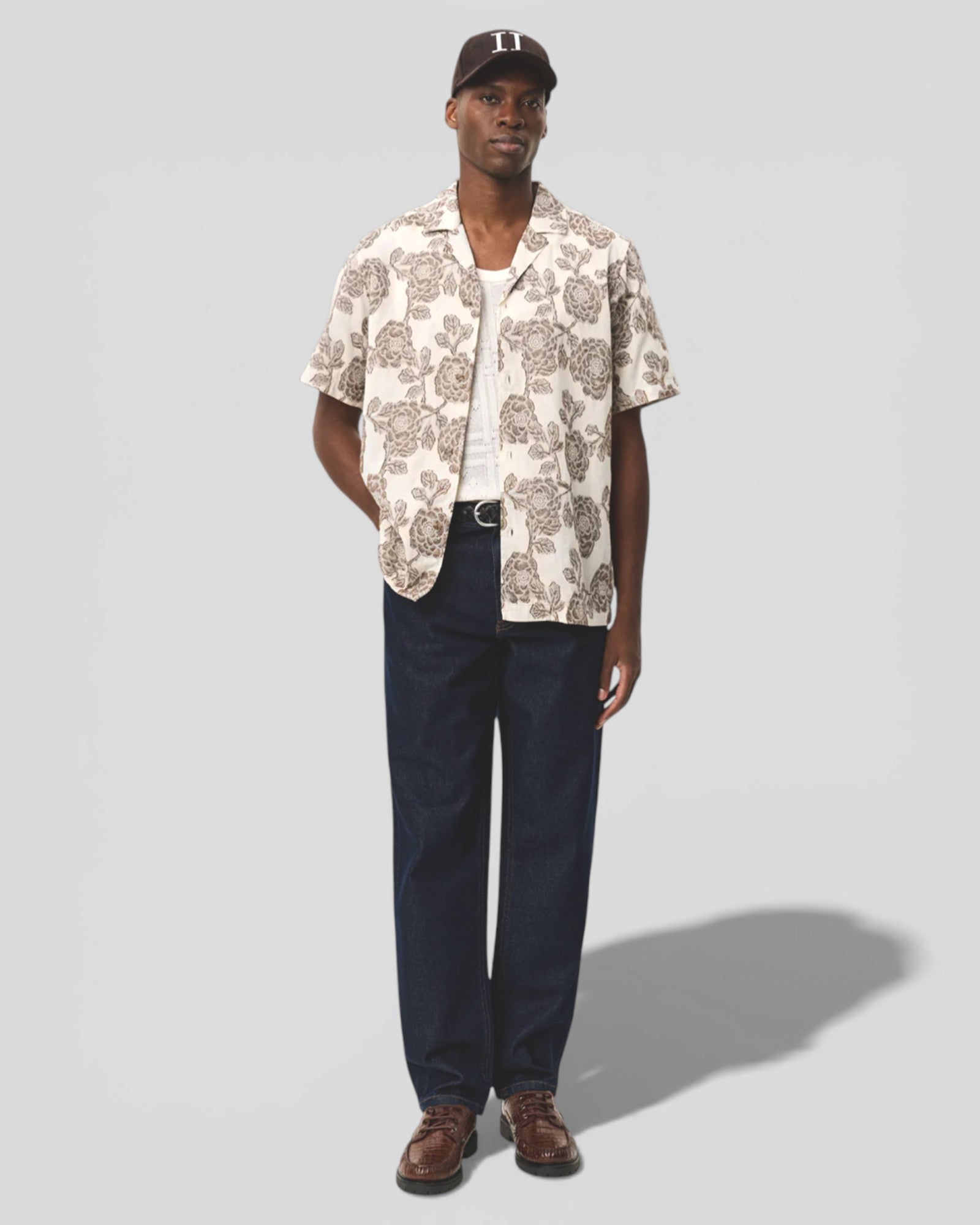 Les Deux || Lesley Flower Jacquard SS Shirt - Ivory Les Deux