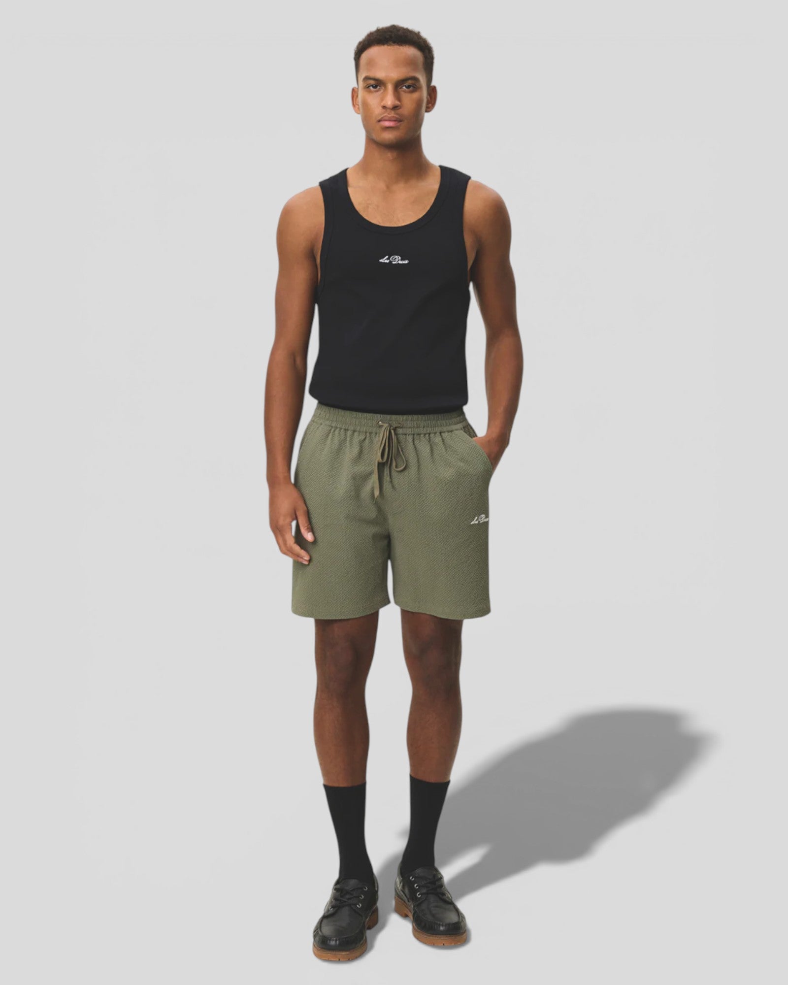 Les Deux || Stan Seersucker Swim Shorts - Lichen Green Les Deux