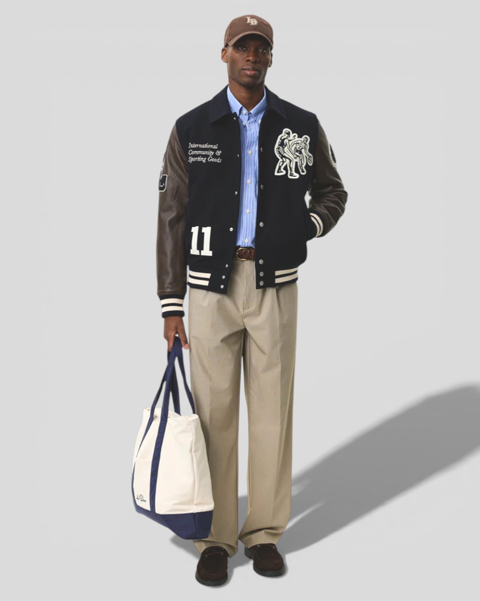 Les Deux || Basket Varsity Wool Jacket - Dark Navy Les Deux