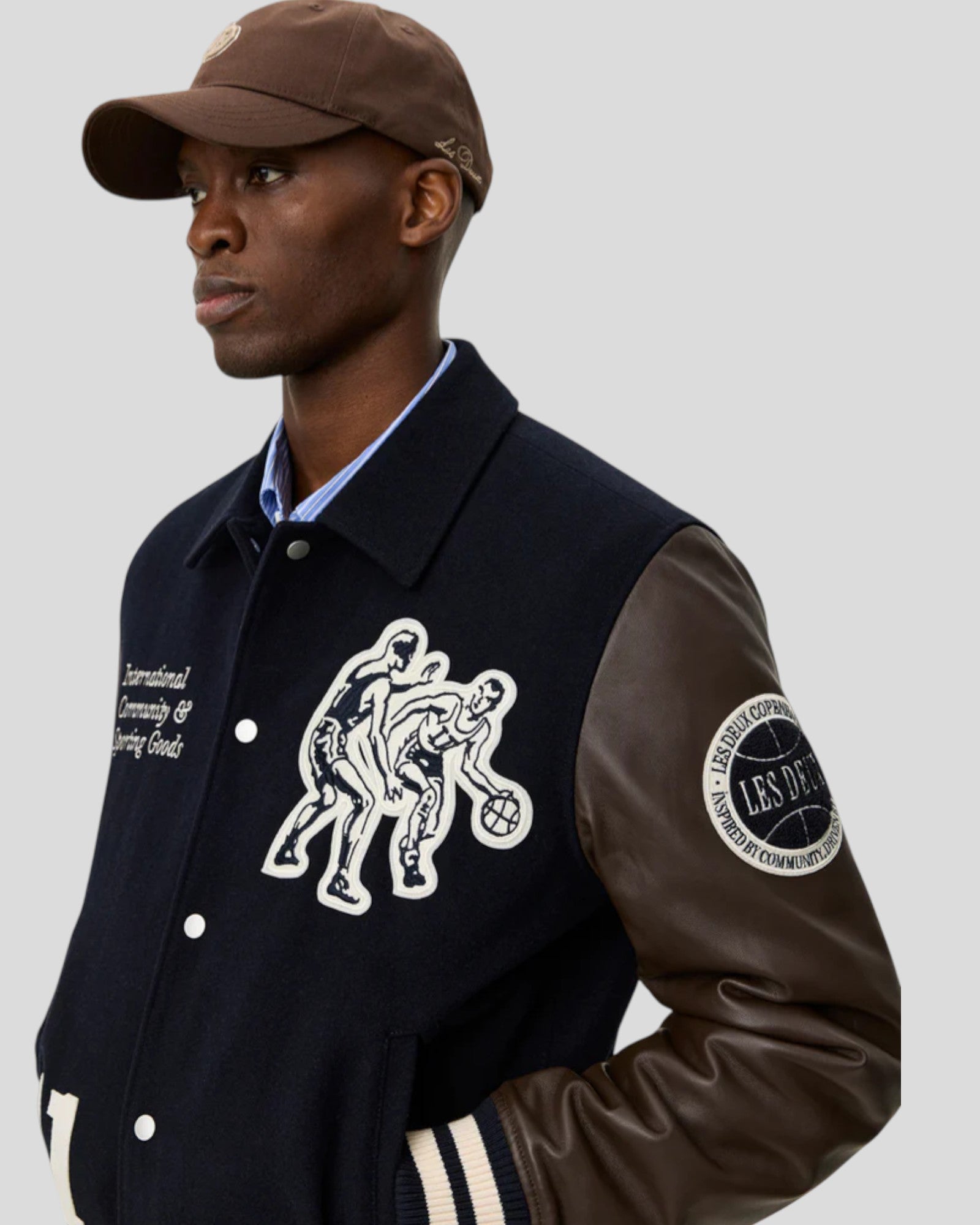 Les Deux || Basket Varsity Wool Jacket - Dark Navy Les Deux