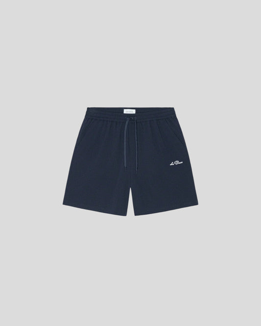 Les Deux || Stan Seersucker Swim Shorts - Dark Navy Les Deux
