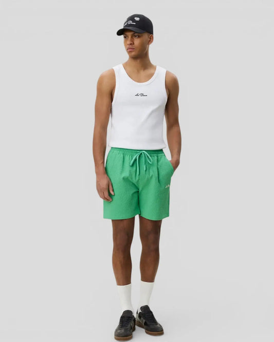 Les Deux || Seersucker Swim Shorts - Green Spruce Les Deux