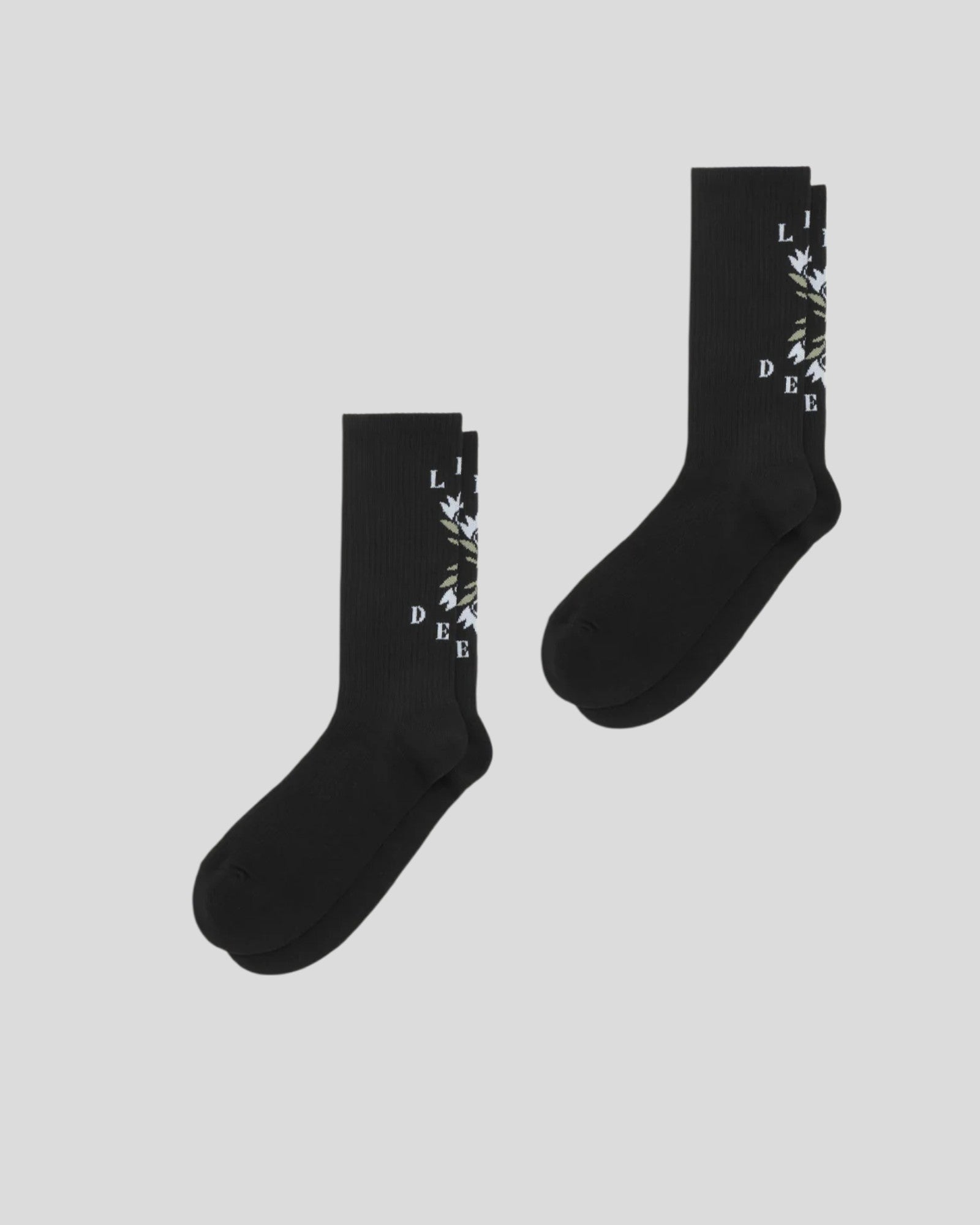 Les Deux || Logo Flower Socks 2- Pack - Black Les Deux