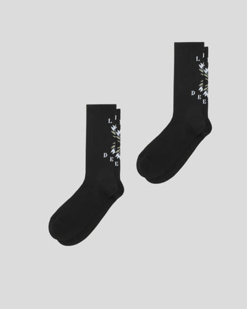 Les Deux || Logo Flower Socks 2- Pack - Black Les Deux