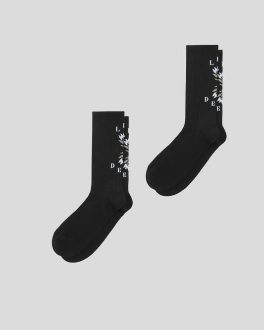 Les Deux || Logo Flower Socks 2- Pack - Black Les Deux