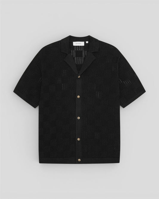 Les Deux || Squared Knitted SS Shirt - Black Les Deux