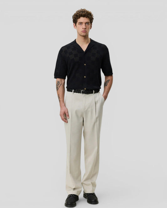 Les Deux || Squared Knitted SS Shirt - Black Les Deux