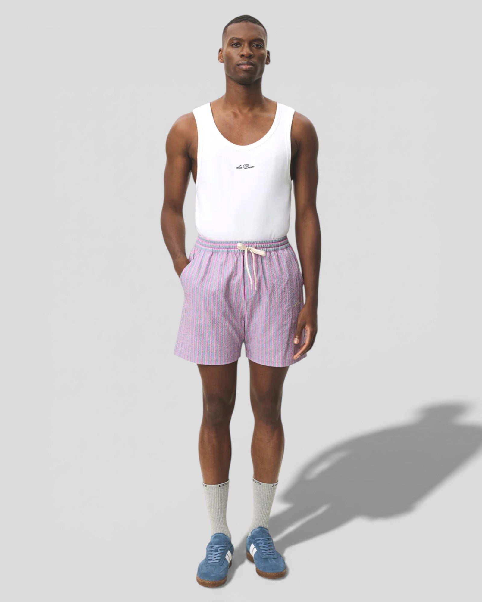 Les Deux || Stan Stripe Seersucker Swim Short - Crocus Pink Les Deux