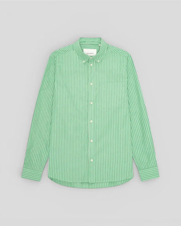 Les Deux || Strip Poplin Shirt - Green Spruce Les Deux