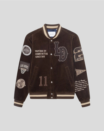 Les Deux || Corduroy Varsity Jacket - Slate Brown