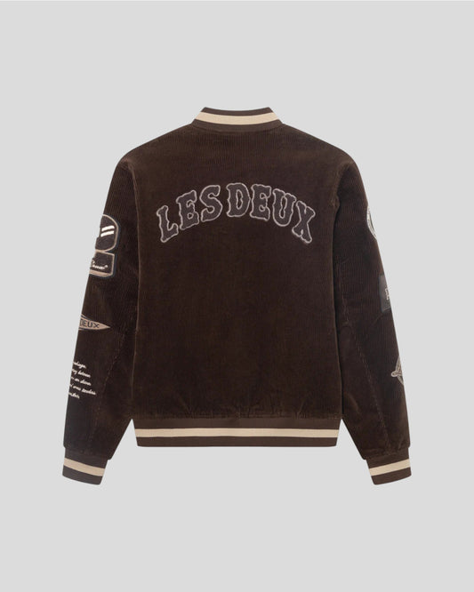 Les Deux || Corduroy Varsity Jacket - Slate Brown